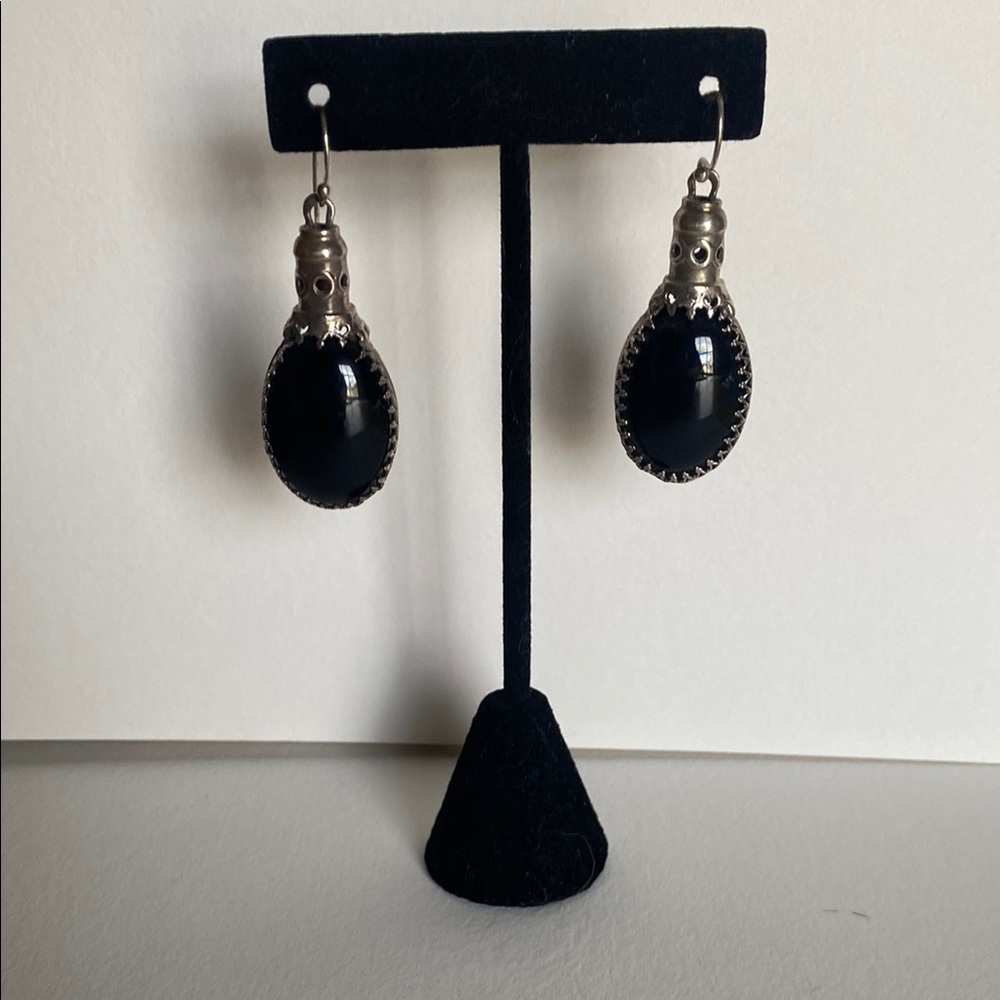 Silver and Onyx Earrings